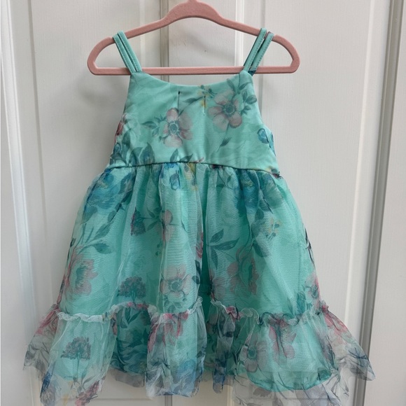 NWOT Lilt 2T Girls Green Floral Formal Sleeveless Ruffle Dress - Picture 6 of 6